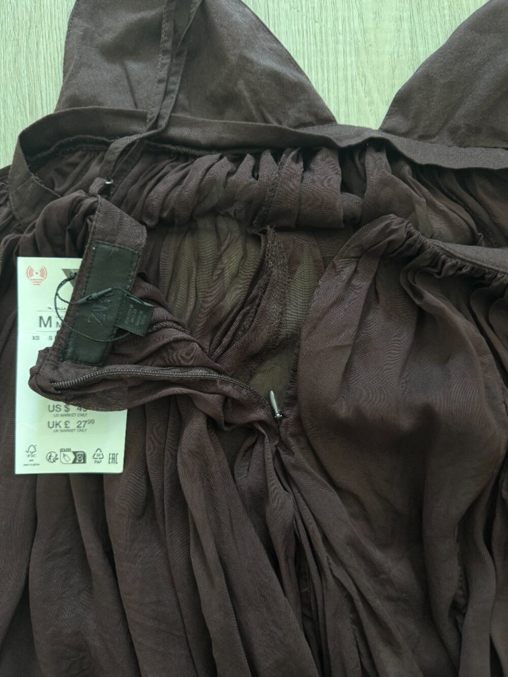 ZARA Brown Semi-Sheer Pleated Cami Top NWT Size M - Picture 13 of 15
